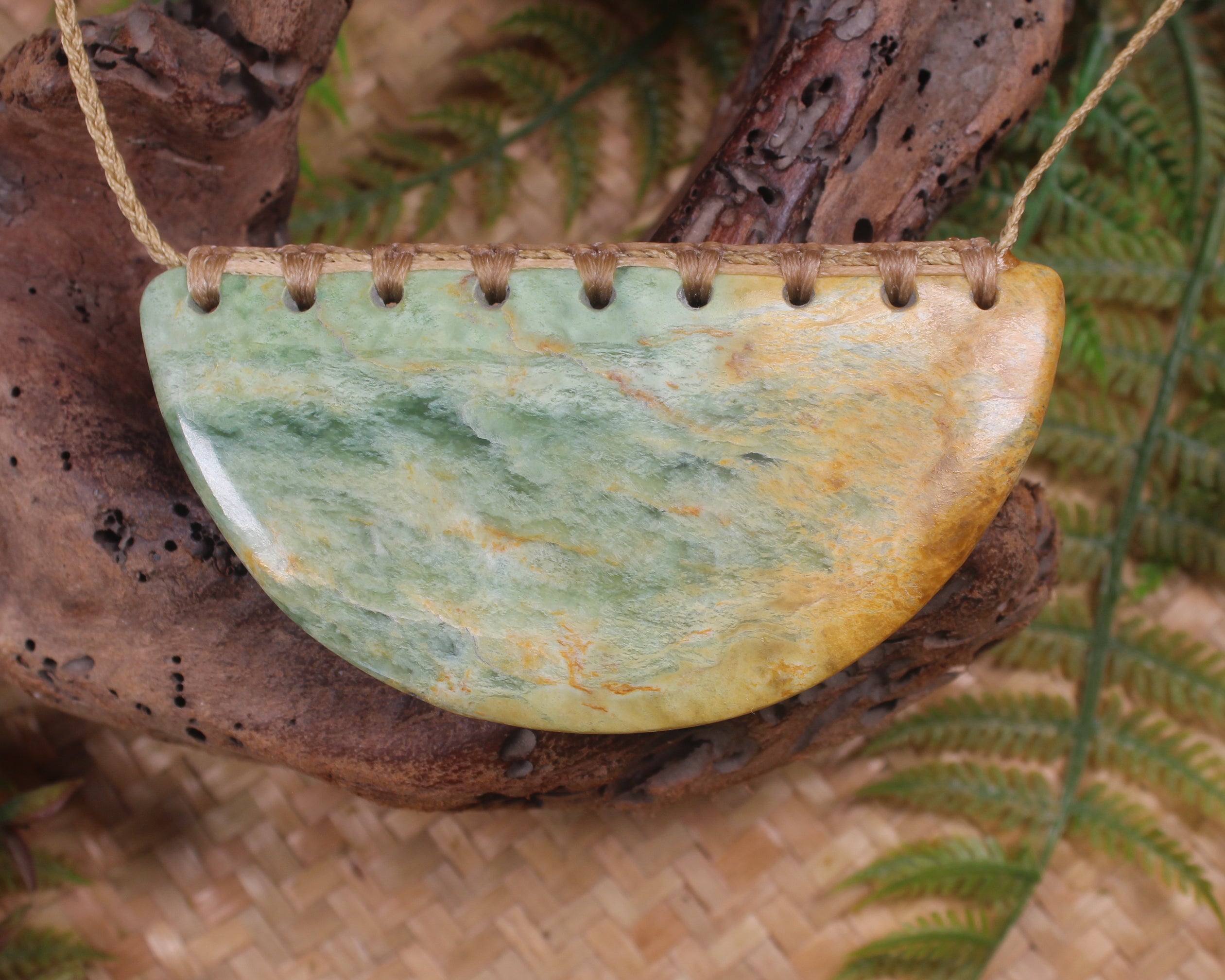 Breastplate or Shield carved from Flower Jade Pounamu - NZ Greenstone
