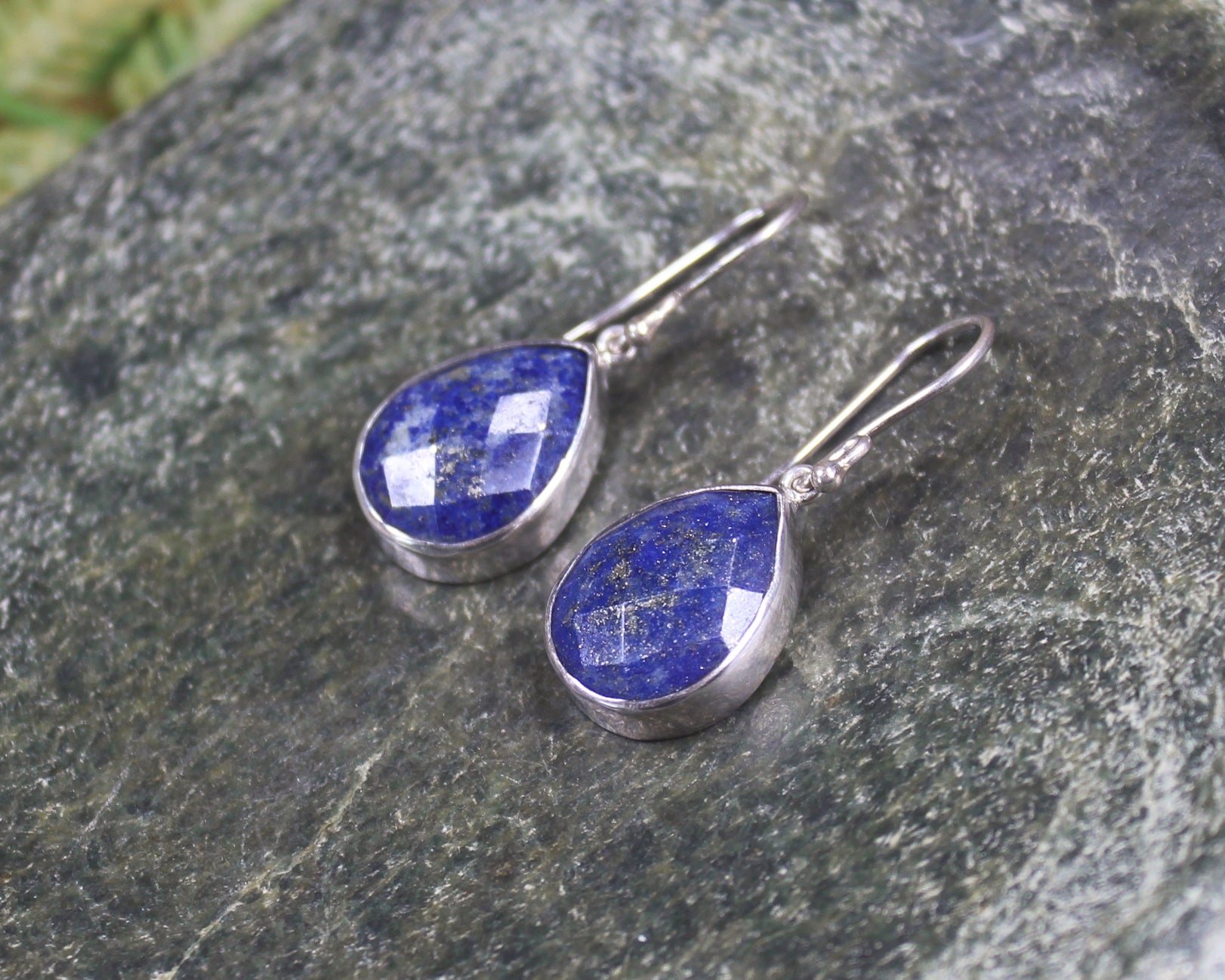 Lapis Lazuli Sterling Silver Faceted Drop Earrings (AE282)