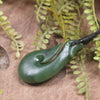 Hei Matau or Fish Hook carved from Hapopo Pounamu - NZ Greenstone