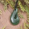 Hei Matau or Fish Hook carved from Hapopo Pounamu - NZ Greenstone