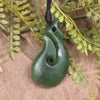 Hei Matau or Fish Hook carved from Hapopo Pounamu - NZ Greenstone