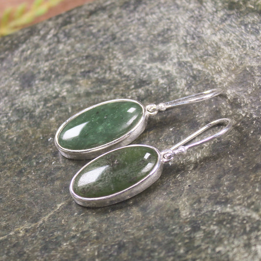 Roimata or Teardrop earrings carved from Hapopo Pounamu - NZ Greenstone