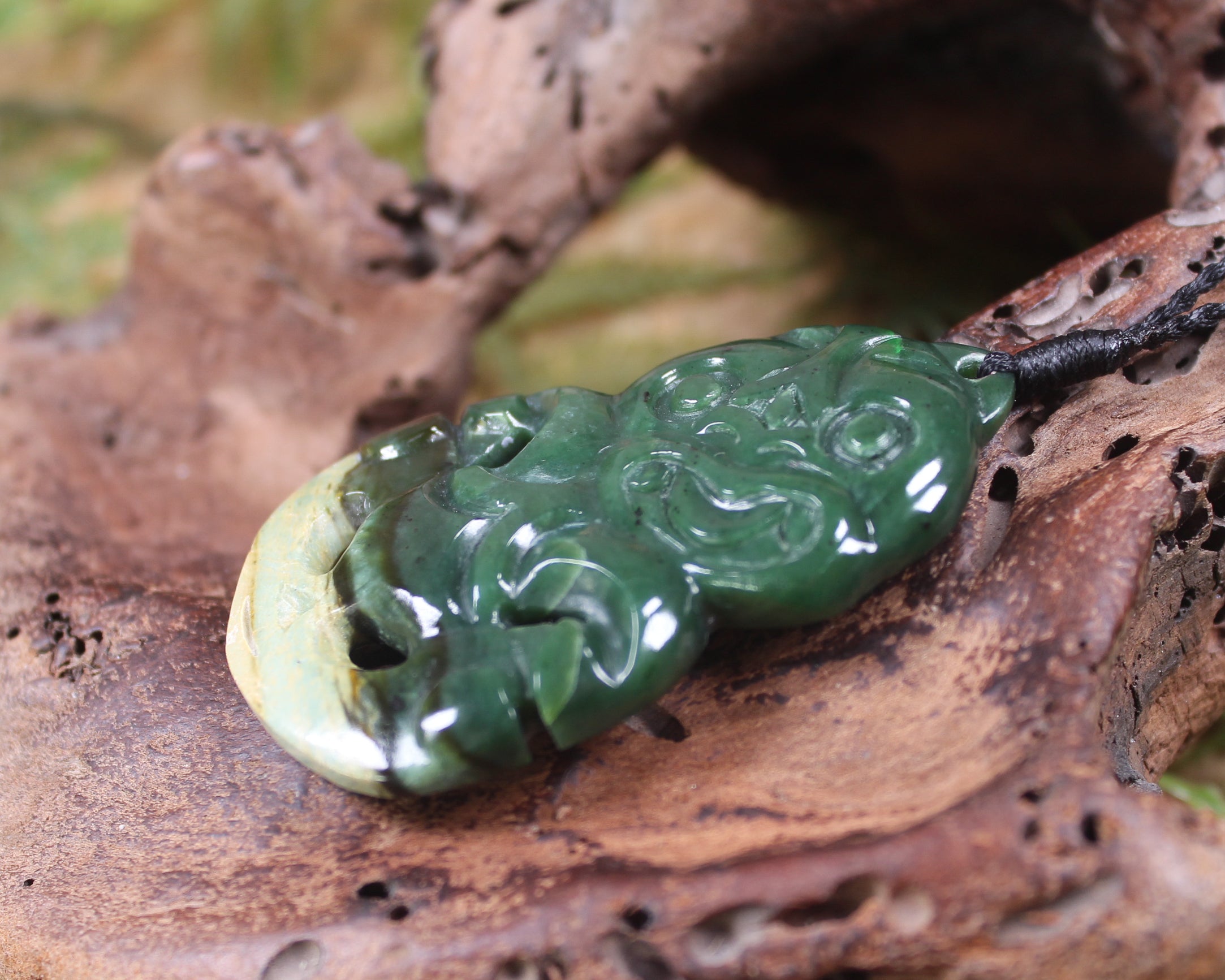 Hei Tiki carved from Kawakawa Pounamu - NZ Greenstone