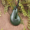 Hei Matau or Fish Hook carved from Hapopo Pounamu - NZ Greenstone