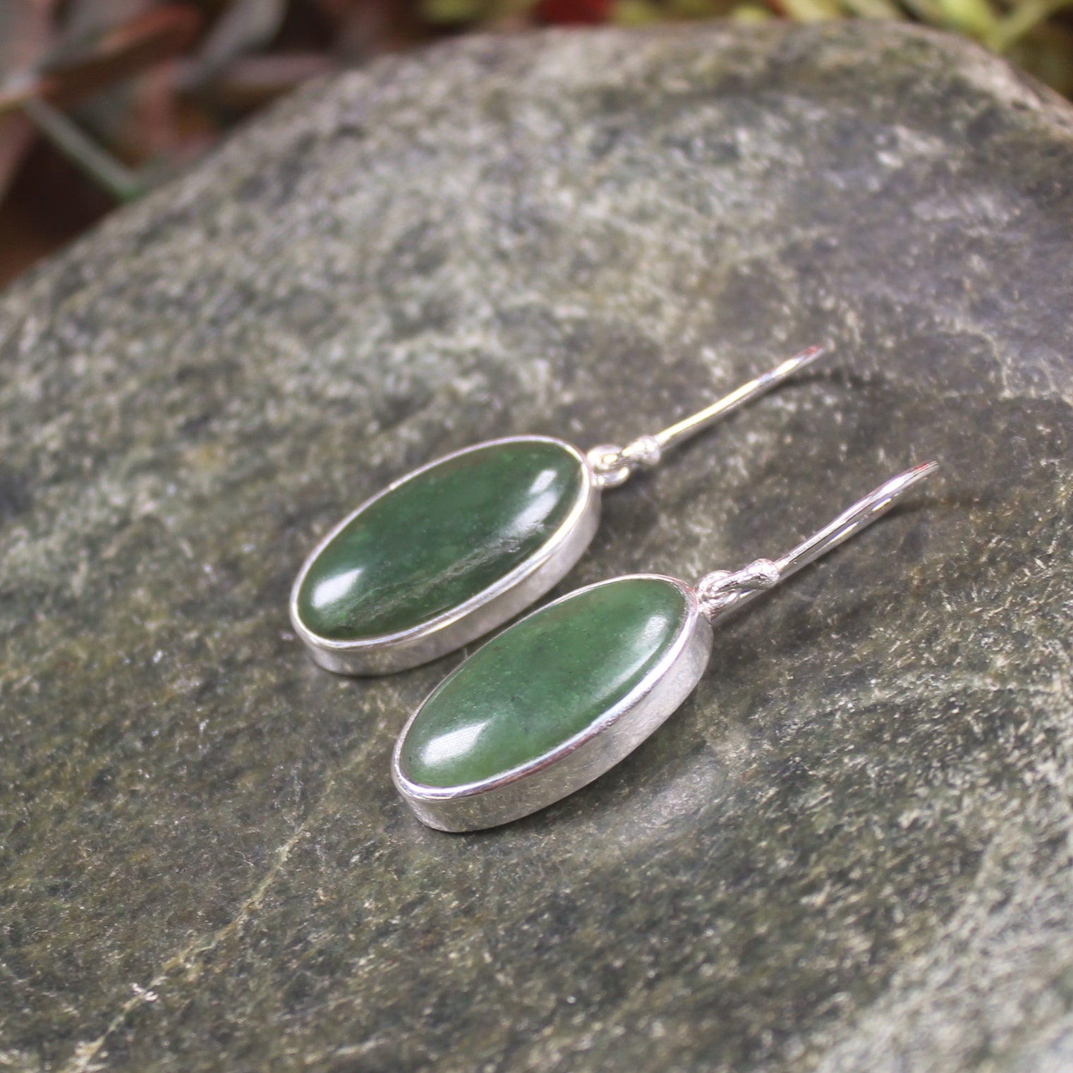 Roimata or Teardrop earrings carved from Hapopo Pounamu - NZ Greenstone