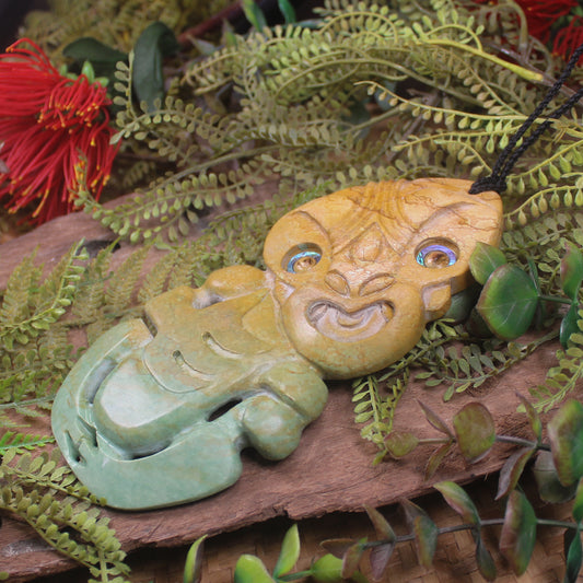 Hei Tiki carved from Flower Jade Pounamu - NZ Greenstone