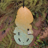 NZ Greenstone XXLarge Hei Tiki Pendant (BW286) Flower Jade Pounamu