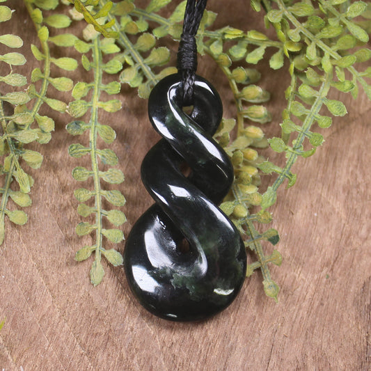 Twist carved from Kawakawa Pounamu - NZ Greenstone