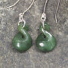 Twist Earrings carved from Hapopo Pounamu - NZ Greenstone