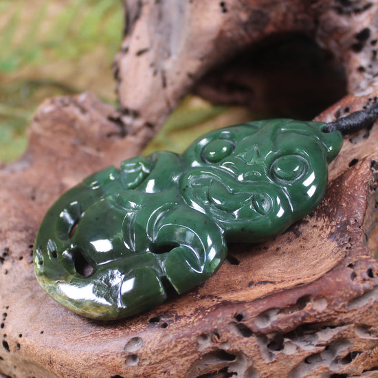 Hei Tiki carved from Kawakawa Pounamu - NZ Greenstone