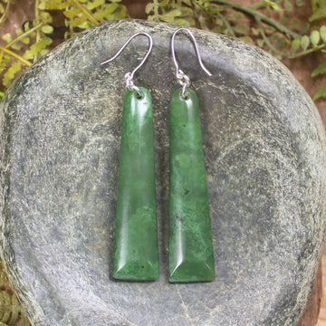 Hapopo Pounamu Toki earrings - NZ Greenstone