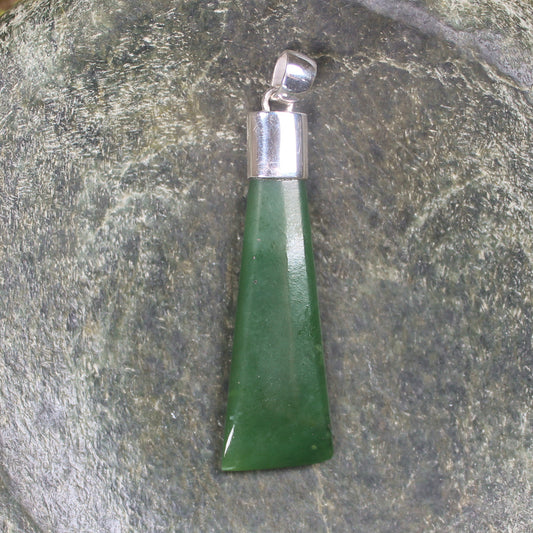 Hapopo Pounamu pendant set in Sterling Silver - NZ Greenstone