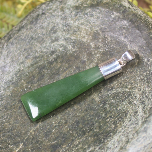 Hapopo Pounamu pendant set in Sterling Silver - NZ Greenstone