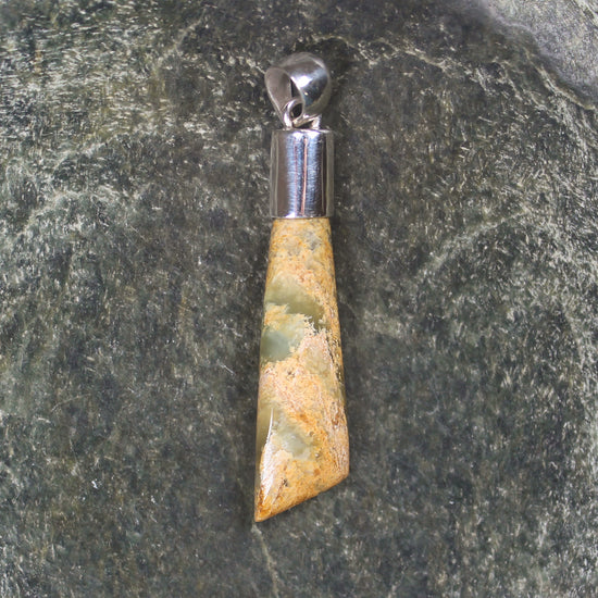 Sterling Silver Greenstone Pendant carved from Flower Jade Pounamu - NZ Greenstone