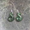 Twist Earrings carved from Hapopo Pounamu - NZ Greenstone