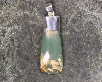 Sterling Silver Greenstone Pendant carved from Flower Jade Pounamu - NZ Greenstone