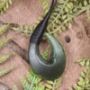 Hei Matau or Fish Hook carved from Hapopo Pounamu - NZ Greenstone