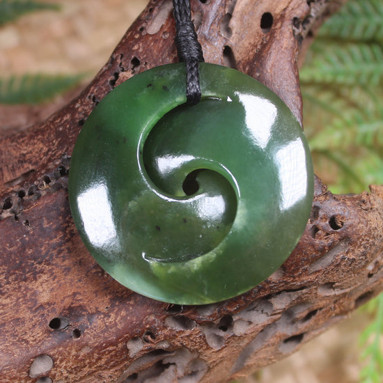 Koru carved from Rimu Pounamu - NZ Greenstone