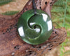 Koru carved from Rimu Pounamu - NZ Greenstone