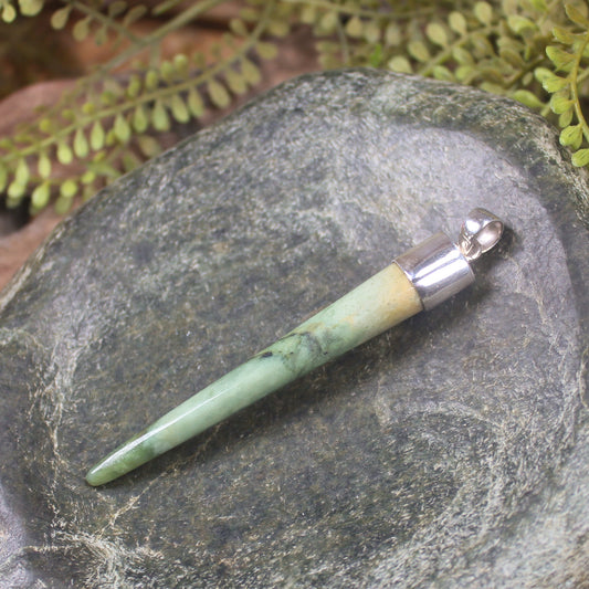 Taniwha Tooth or Niho carved from Flower Jade Pounamu - NZ Greenstone