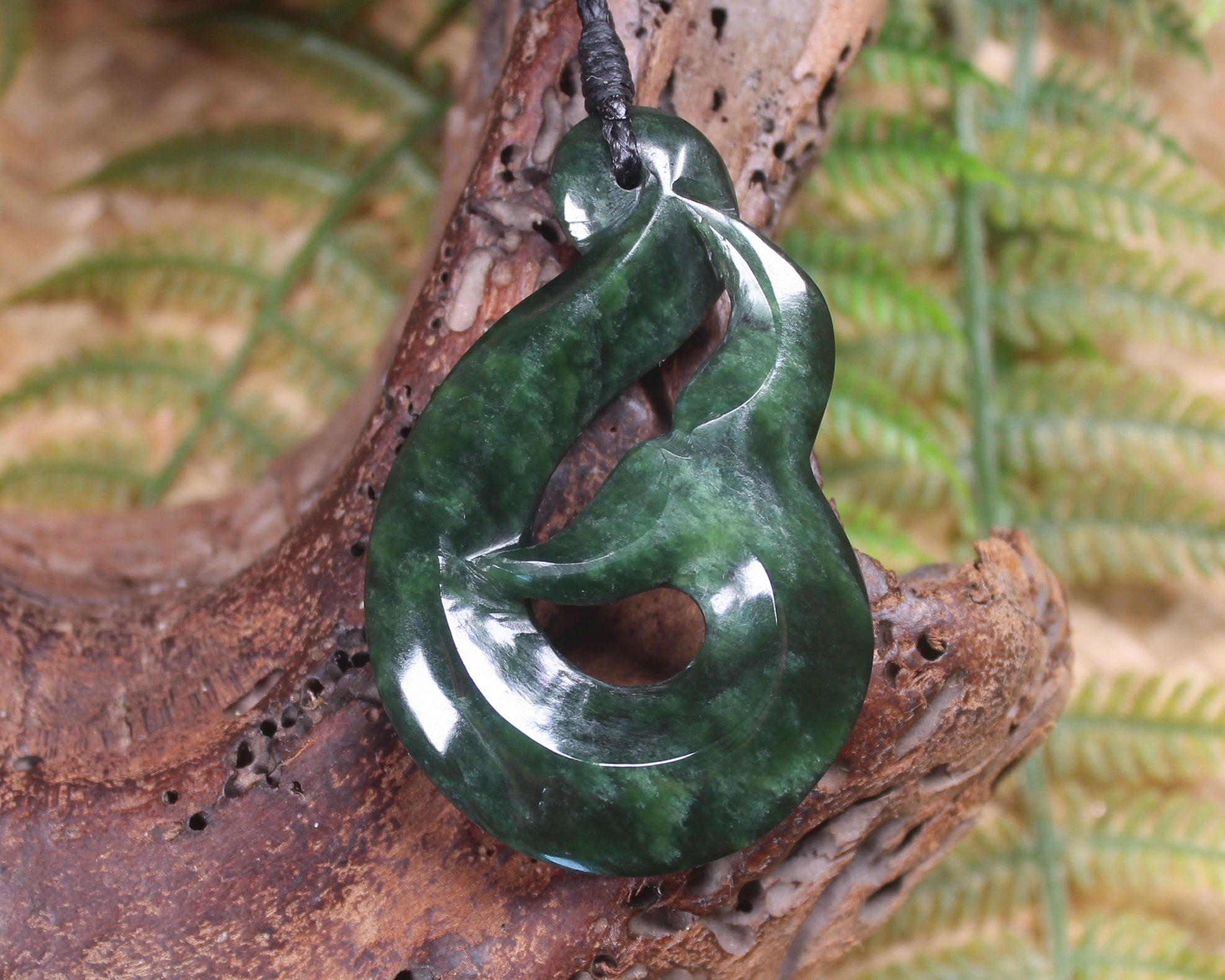 Whale Tail carved from Kawakawa Pounamu - NZ Greenstone