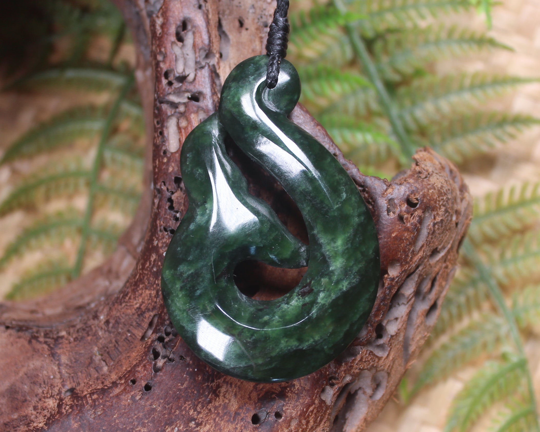 Whale Tail carved from Kawakawa Pounamu - NZ Greenstone
