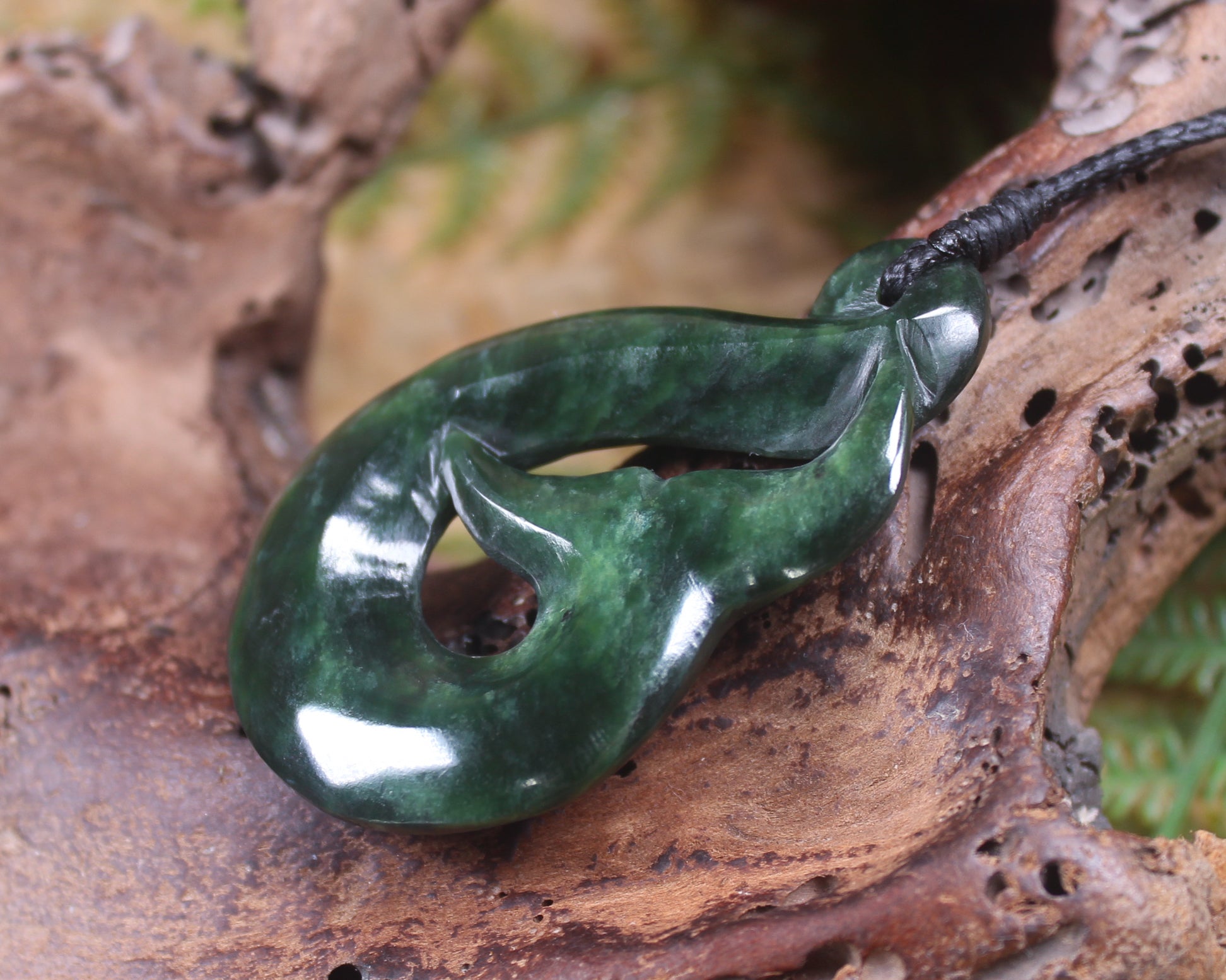 Whale Tail carved from Kawakawa Pounamu - NZ Greenstone