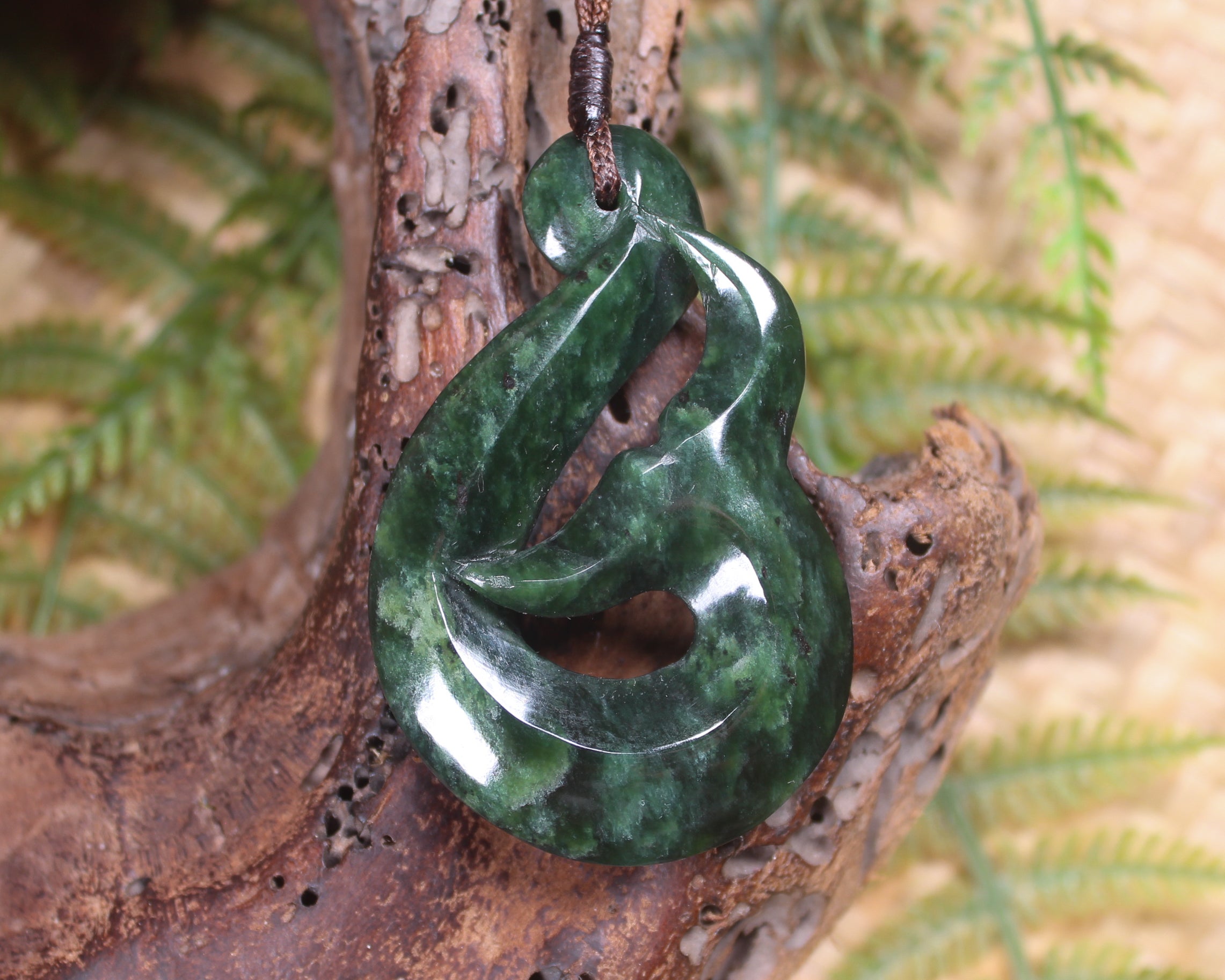 Whale Tail carved from Kawakawa Pounamu - NZ Greenstone