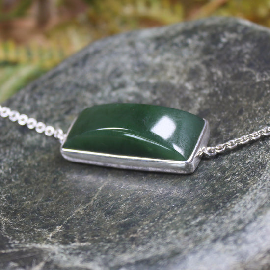 Kawakawa Pounamu Sterling Silver chain bracelet - NZ Greenstone