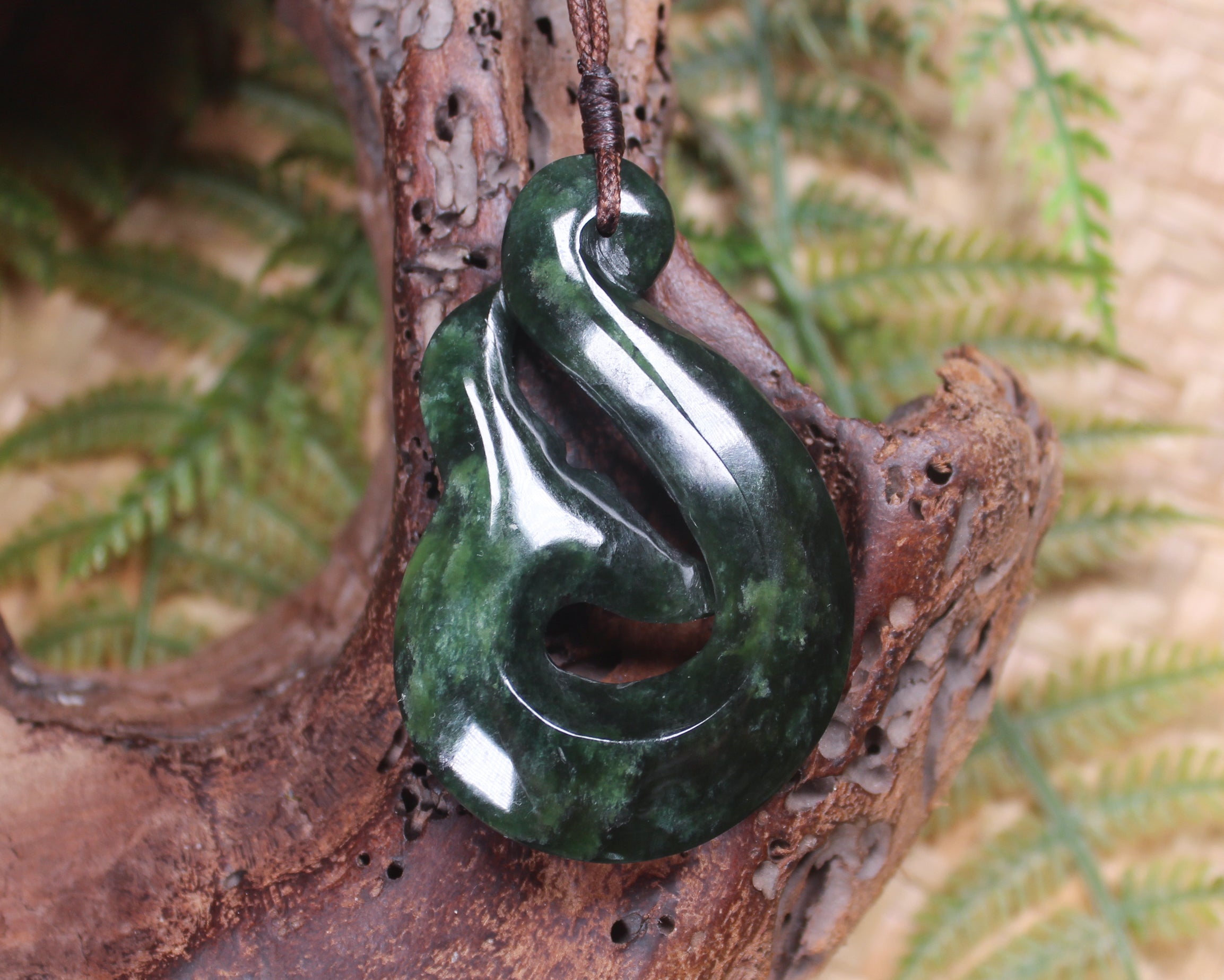 Whale Tail carved from Kawakawa Pounamu - NZ Greenstone