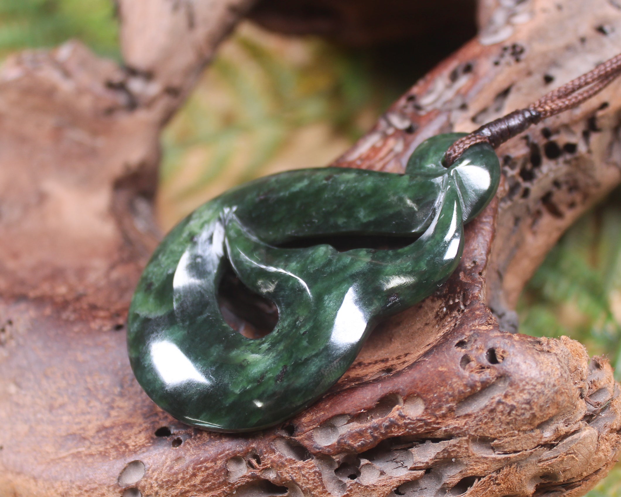 Whale Tail carved from Kawakawa Pounamu - NZ Greenstone