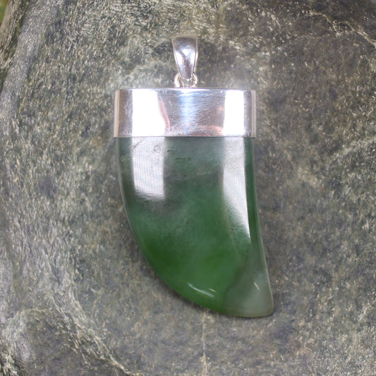 Taniwha Tooth or Niho carved from Hapopo Pounamu - NZ Greenstone