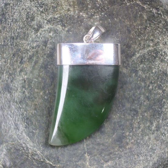 Taniwha Tooth or Niho carved from Hapopo Pounamu - NZ Greenstone