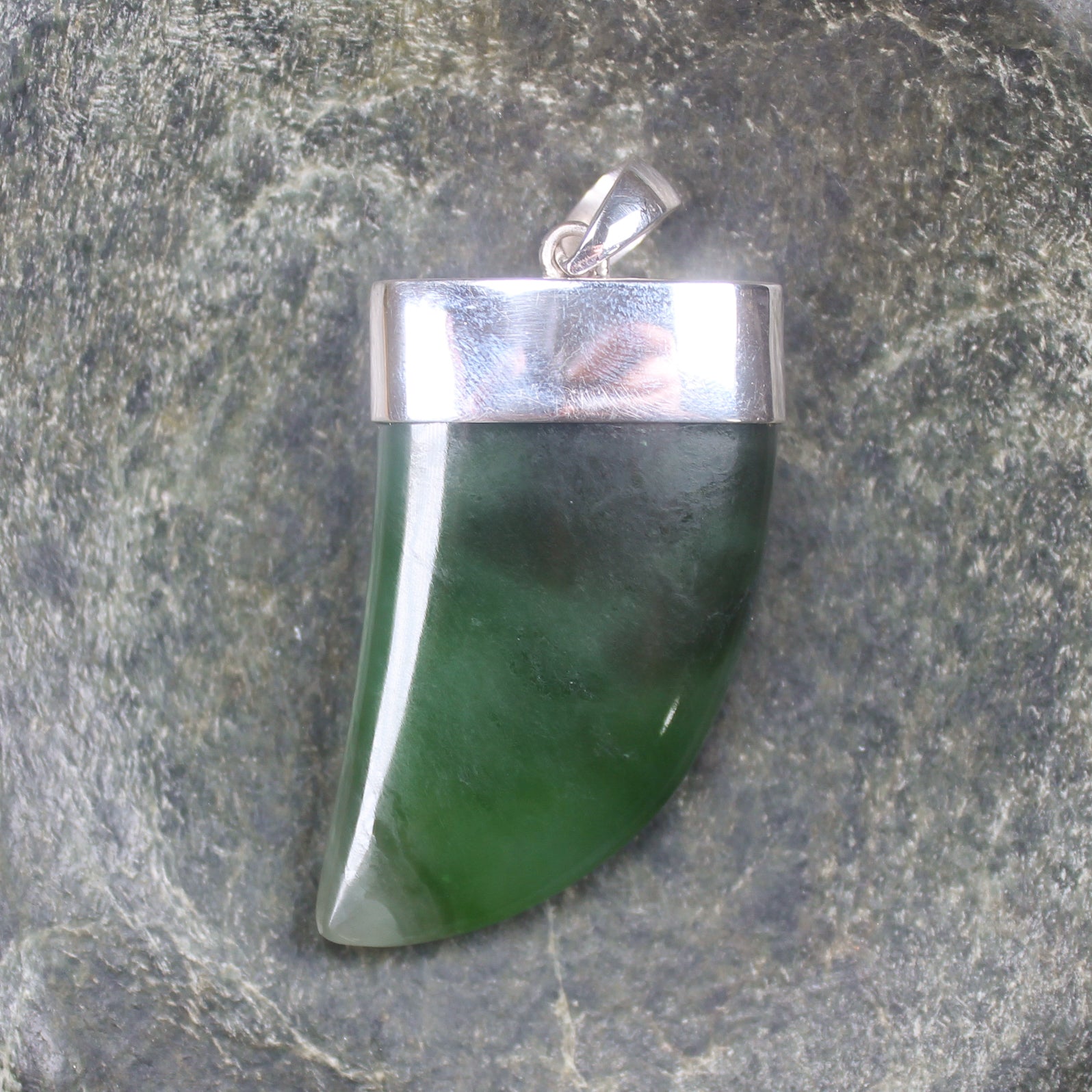 Taniwha Tooth or Niho carved from Hapopo Pounamu - NZ Greenstone