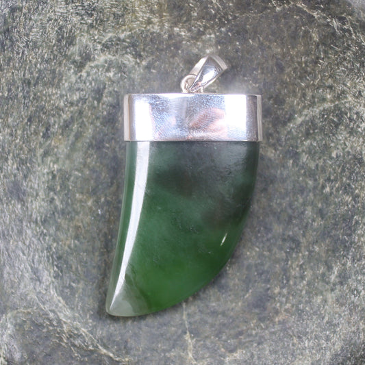Taniwha Tooth or Niho carved from Hapopo Pounamu - NZ Greenstone