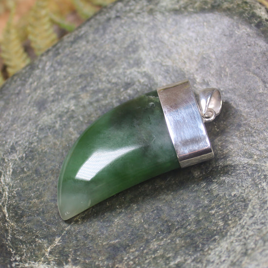 Taniwha Tooth or Niho carved from Hapopo Pounamu - NZ Greenstone