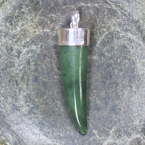 Taniwha Tooth or Niho carved from Hapopo Pounamu - NZ Greenstone