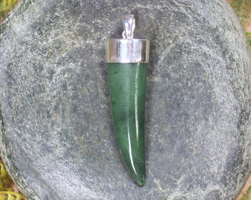 Taniwha Tooth or Niho carved from Hapopo Pounamu - NZ Greenstone