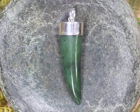 Taniwha Tooth or Niho carved from Hapopo Pounamu - NZ Greenstone