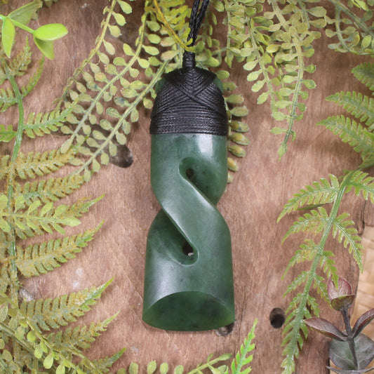 Hapopo Pounamu Toki twist pendant - NZ Greenstone