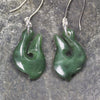 Matau or Fish Hook Earrings carved from Hapopo Pounamu - NZ Greenstone