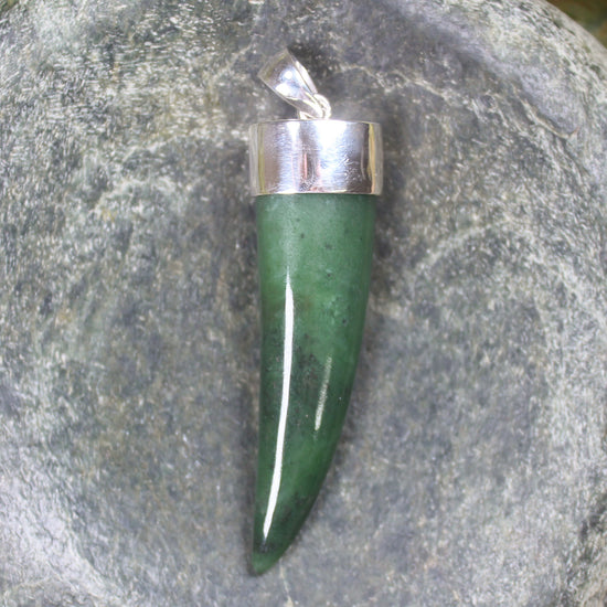 Taniwha Tooth or Niho carved from Hapopo Pounamu - NZ Greenstone