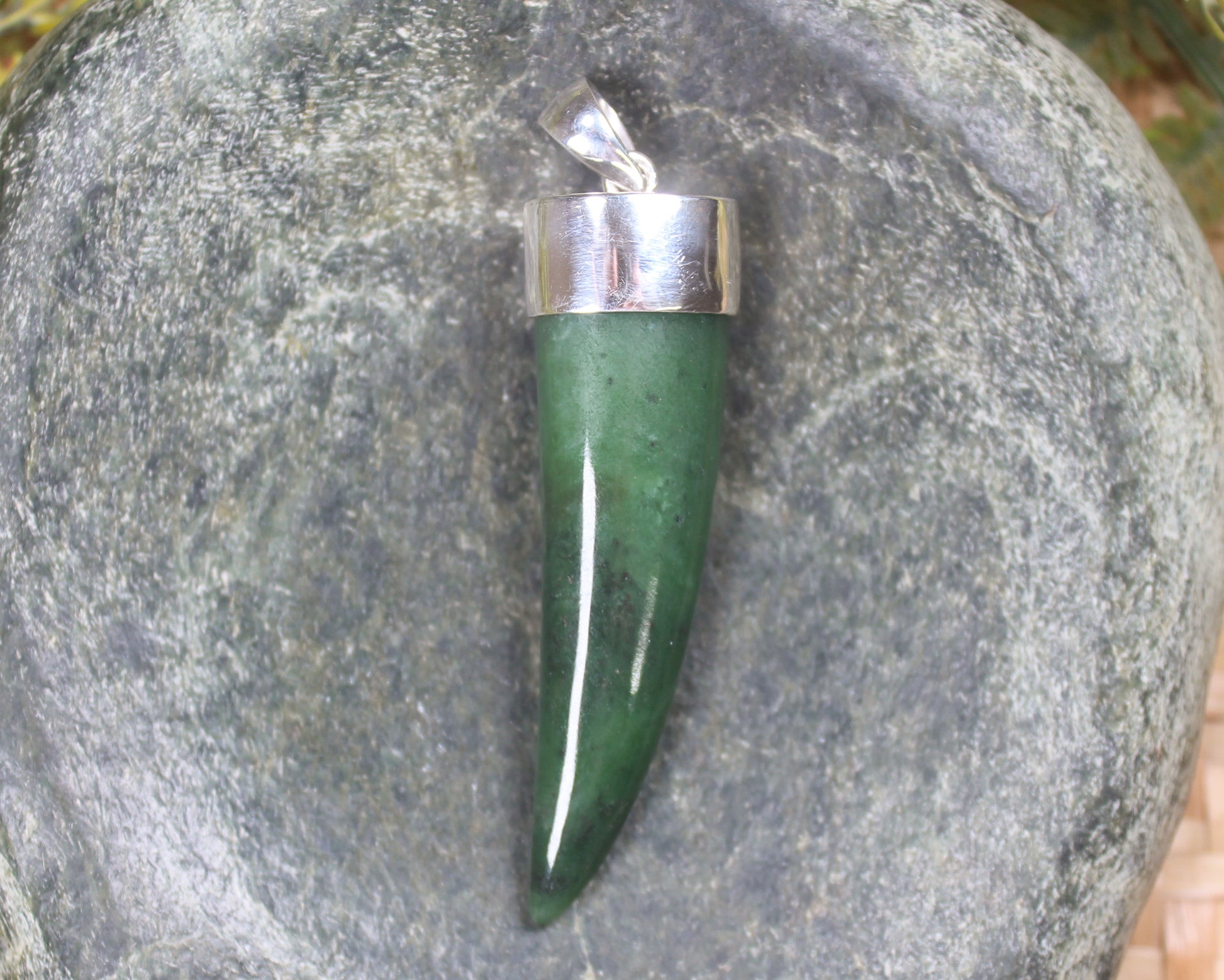 Taniwha Tooth or Niho carved from Hapopo Pounamu - NZ Greenstone