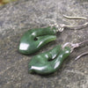 Matau or Fish Hook Earrings carved from Hapopo Pounamu - NZ Greenstone