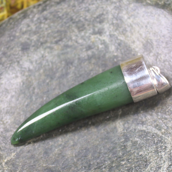 Taniwha Tooth or Niho carved from Hapopo Pounamu - NZ Greenstone