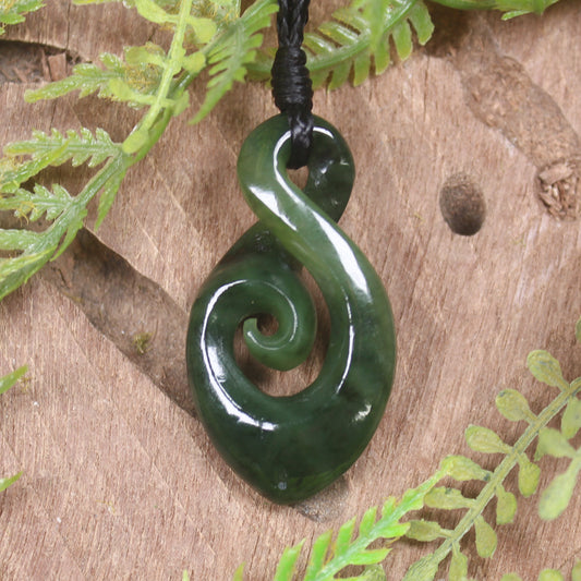 Koru Twist carved from Kawakawa Pounamu - NZ Greenstone
