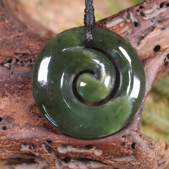Koru carved from Rimu Pounamu - NZ Greenstone
