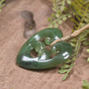 Heart with Koru carved from Hapopo Pounamu - NZ Greenstone