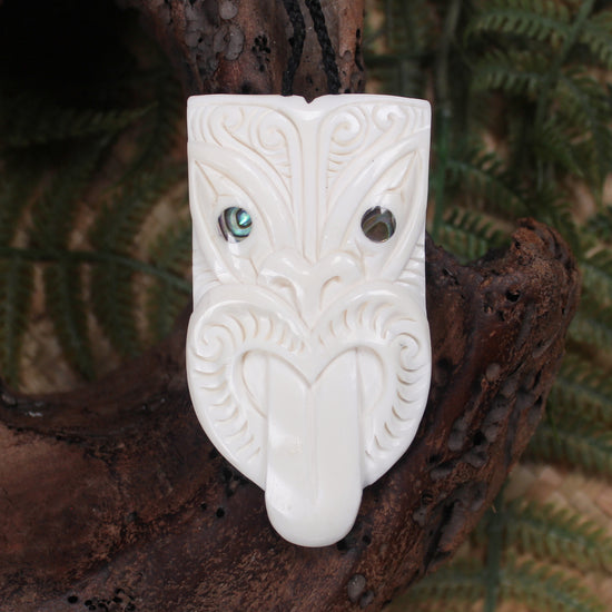 Tekoteko head carved from NZ Beef Bone