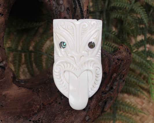 Tekoteko head carved from NZ Beef Bone